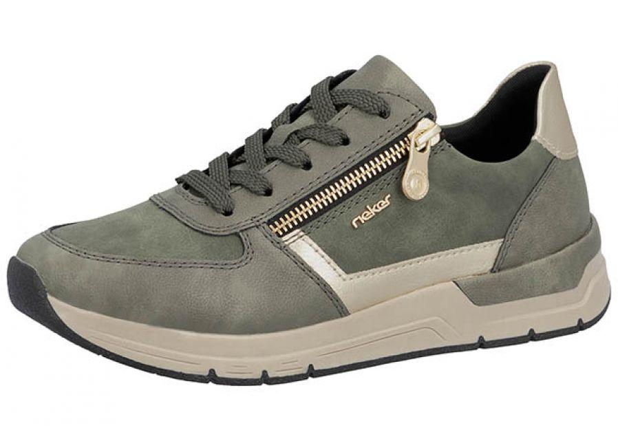 Sneakers lacets/zip vert