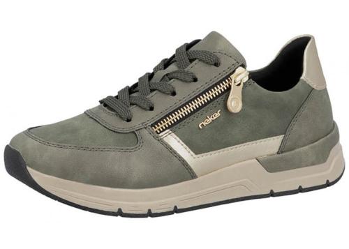 Sneakers lacets/zip vert