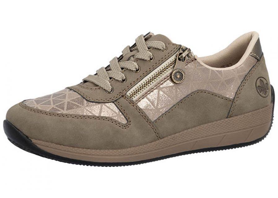 Sneakers taupe lacets/zip